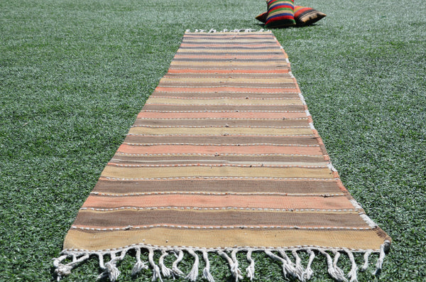 Vintage Turkish Natural runner rug for home decor, area rug, Anatolian oushak rug boho rug kitchen rug  bathroom rug kilim, 14'11"X2'6", 665003