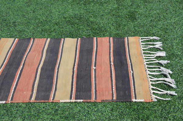 Vintage Turkish Natural runner rug for home decor, area rug, Anatolian oushak rug boho rug kitchen rug  bathroom rug kilim, 14'11"X2'6", 665003