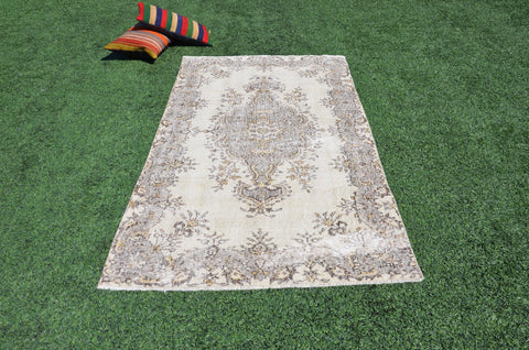 Natural oushak Turkish rug for home decor, Vintage rug, area rug boho rug bedroom rug kitchen rug bathroom rug kilim rug  handmade, rugs 7x4, 665042