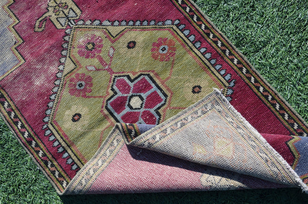 small area Handmade Turkish Vintage rug for home decor, bathroom rug, area rug oushak rug boho rug kitchen rug  kilim rug door mat, rugs 5x2, 665311