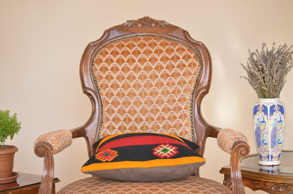 16 x 16 Handmade Decorative Vintage Pillow, %100 Wool, 664893