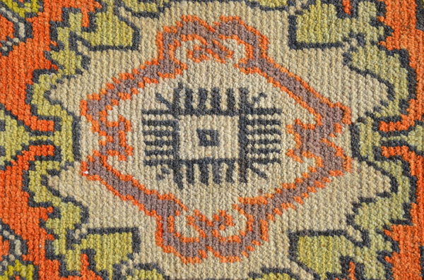 Natural Turkish Vintage small area rug doormat for home decor, bathroom rug, area oushak rug bathroom mat kitchen rug kilim rug, rug 2.6X1.3, 665124