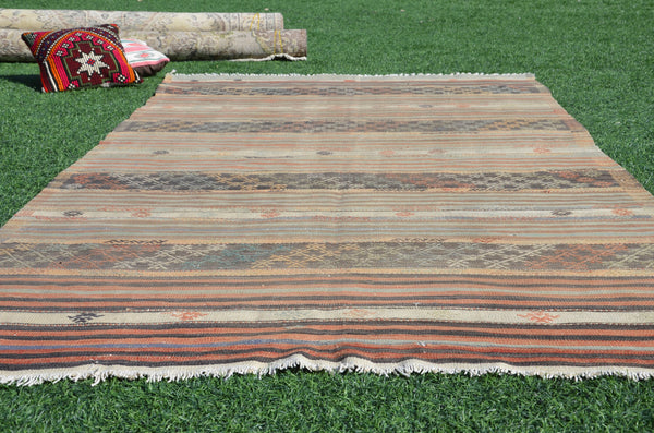 Handmade Turkish large Vintage rug for home decor, oversize rug, area rug oushak rug boho rug bedroom rug kitchen rug  kilim rug, rugs 10x5, 665258
