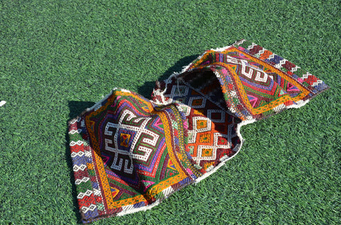 Handmade Turkish Vintage saddlebag for home decor, bathroom rug, area rug oushak rug boho rug kitchen rug  kilim rug door mat, rugs 4x2, 665318