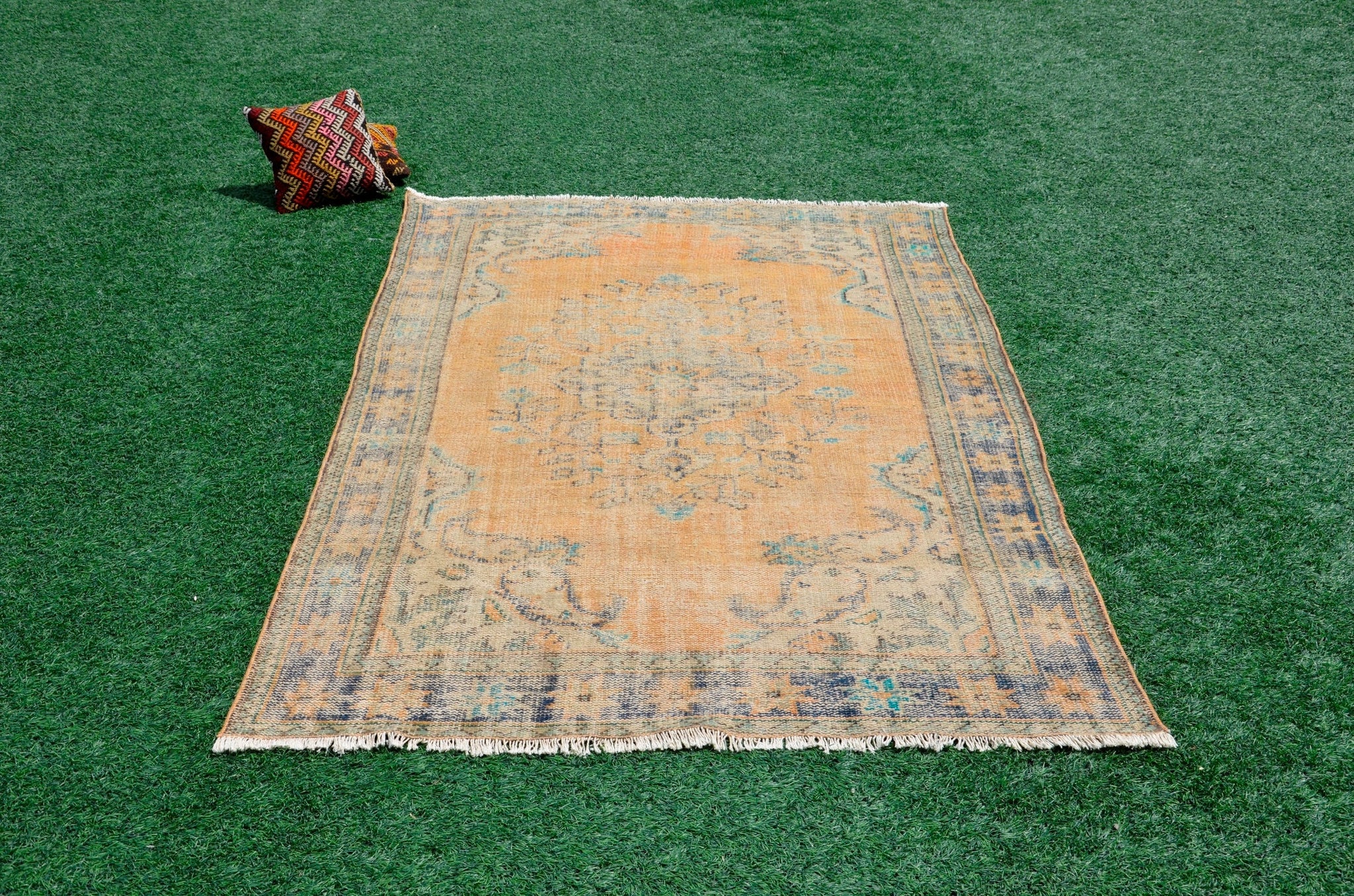 Handmade Turkish large Vintage rug for home decor, oversize rug, area rug oushak rug boho rug bedroom rug kitchen rug  kilim rug, rugs 6x9, 665376