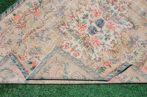 Natural Turkish large Vintage rug for home decor, oversize rug, area rug oushak rug boho rug bedroom rug kitchen rug  kilim rug, rugs 6x9, 665382