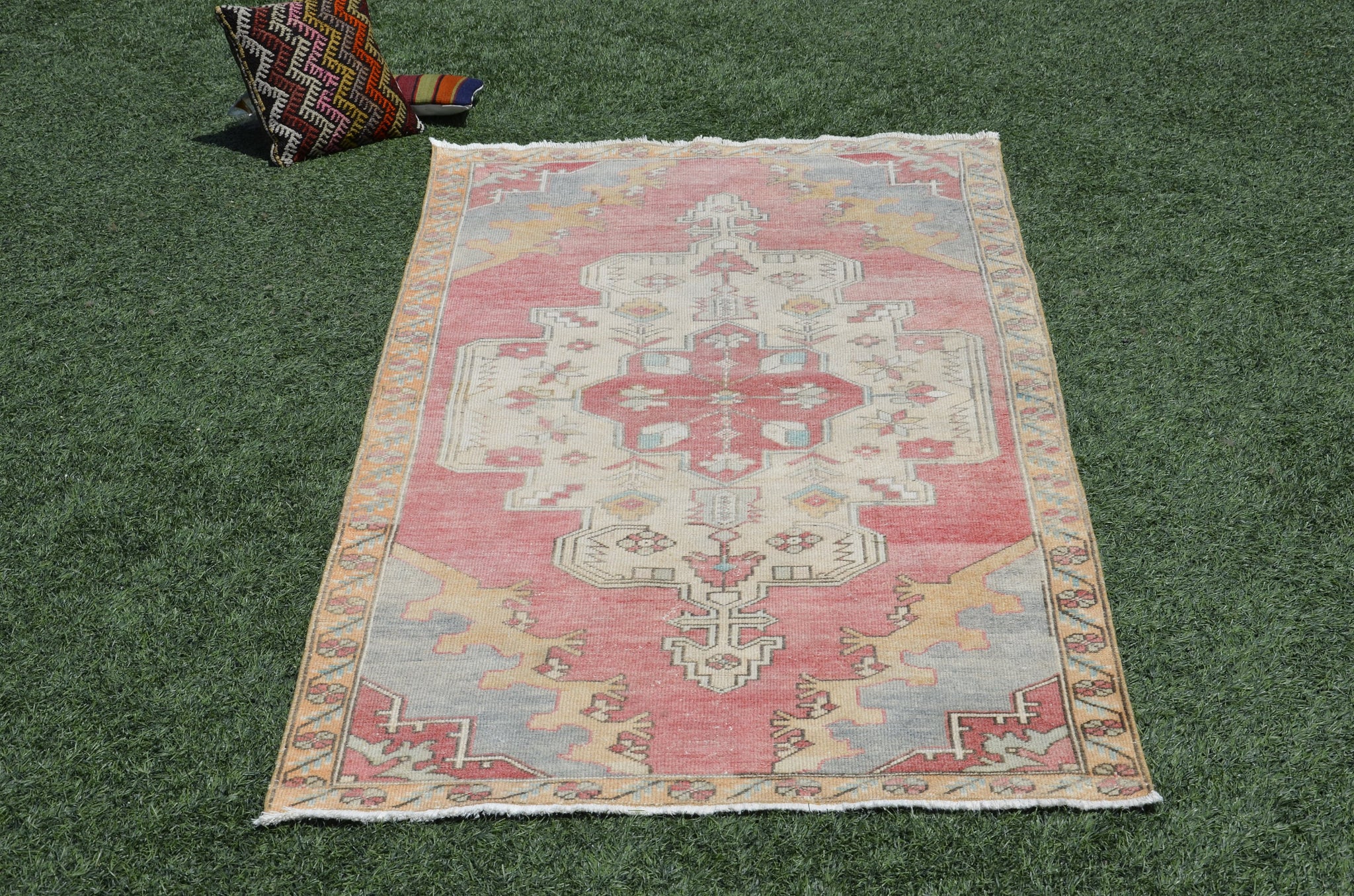 Hand knotted Vintage Turkish Anatolian rug for home decor, area rug, oushak rug boho rug bedroom rug kitchen rug bathroom kilim, rugs 4x8, 665442