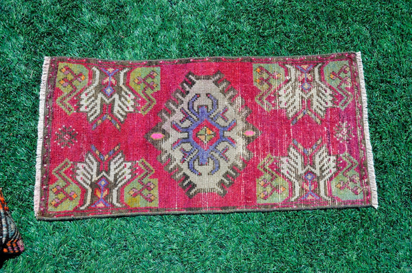 Unique Turkish Vintage small area rug doormat for home decor, bathroom rug, area oushak rug bathroom mat kitchen rug kilim rug, rug 2.11x1.5, 665588