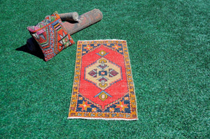 Unique Turkish Vintage small area rug doormat for home decor, bathroom rug, area oushak rug bathroom mat kitchen rug kilim rug, rug 3.3x1.9, 665710