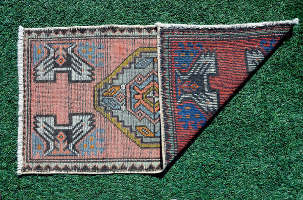 Vintage Handmade Turkish small area rug doormat for home decor, bathroom rug, area oushak rug bathroom mat kitchen kilim rug, rug 3.5x1.9, 665730