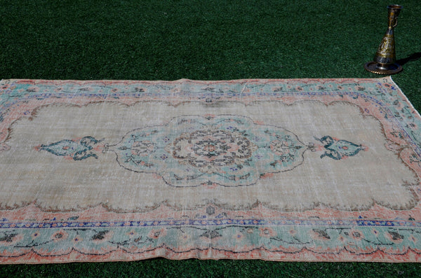 Unique Turkish large Vintage rug for home decor, oversize rug, area rug oushak rug boho rug bedroom kitchen rug  kilim rug, rugs 6x9, 666043