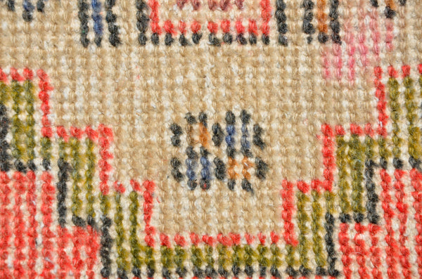 Handmade Turkish Vintage small area rug doormat for home decor, bathroom rug, area oushak rug bathroom mat kitchen kilim rug, rug 3x1.6, 665966
