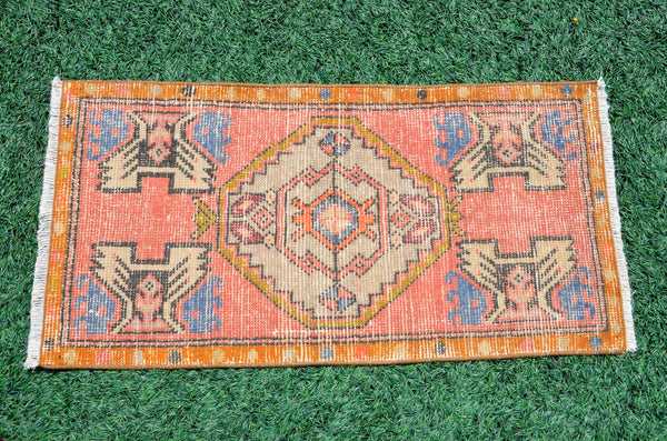 Vintage Handmade Turkish small area rug doormat for home decor, bathroom rug, area rug bathroom mat kitchen kilim rug, rug 3.2X1.6, 665846