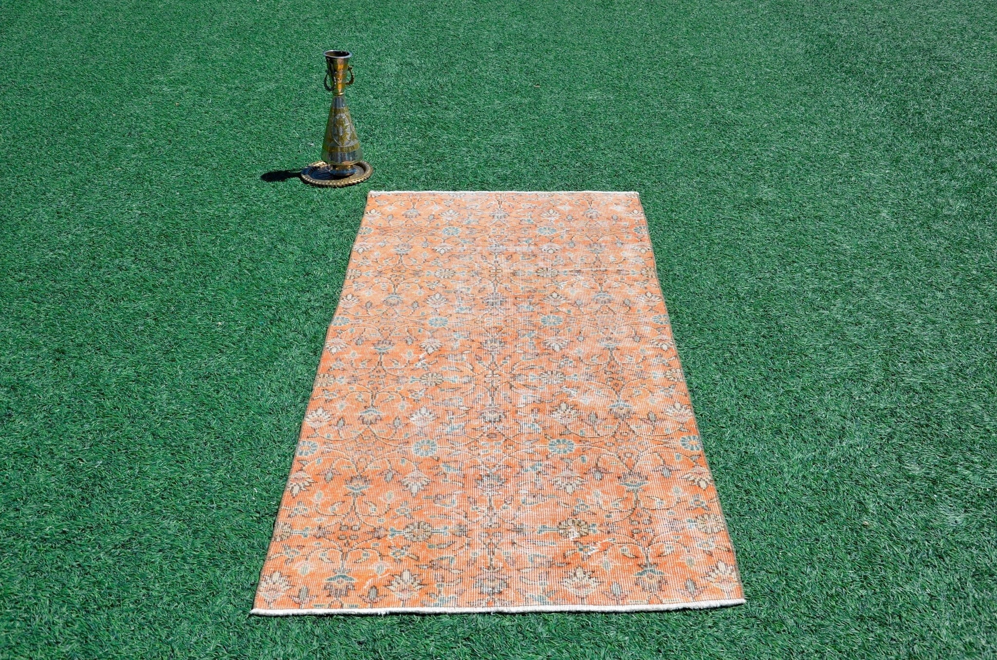 Handmade Natural oushak Turkish rug for home decor, Vintage rug, area rug boho rug bedroom rug kitchen rug bathroom rug kilim rugs, rugs 3x6, 666382
