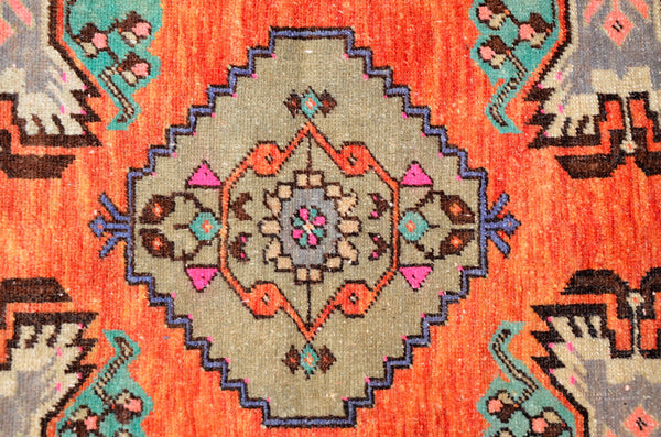 Handmade Turkish Vintage small area rug doormat for home decor, bathroom rug, area oushak rug bathroom mat kitchen kilim rug, rug 2.8x1.5, 665963