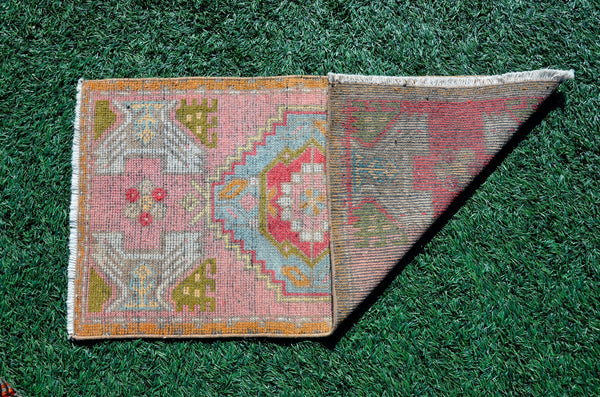 Natural Turkish Vintage small area rug doormat for home decor, bathroom rug, area oushak rug bathroom mat kitchen rug kilim rug, rug 3.1X1.6, 665997