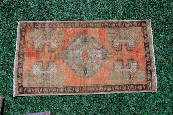 Natural Turkish Vintage small area rug doormat for home decor, bathroom rug, area oushak rug bathroom mat kitchen ru  kilim rug, rug 2,9X1,6, 665582