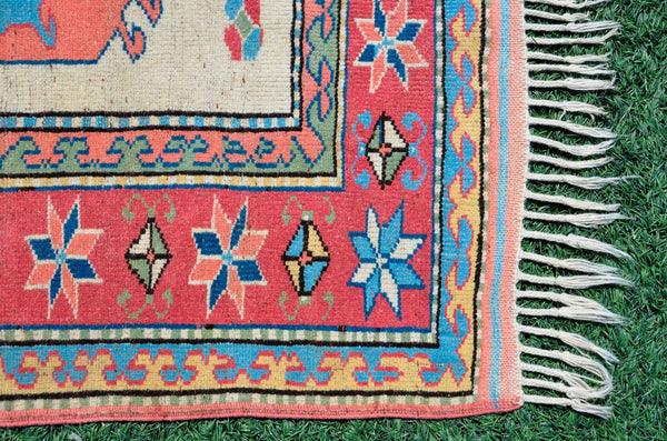 Turkish Natural oushak rug for home decor, Vintage rug, area rug boho rug bedroom rug kitchen rug bathroom rug kilim rugs handmade, rugs 5x7, 666332