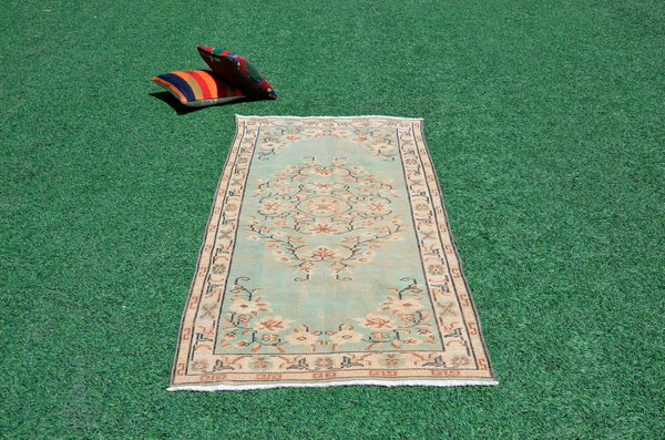 Handmade Natural oushak Turkish rug for home decor, Vintage rug, area rug boho rug bedroom rug kitchen rug bathroom rug kilim rugs, rugs 3x6, 666335