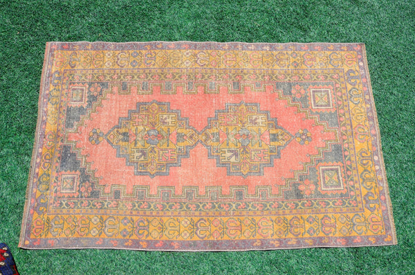 Handmade Natural oushak Turkish rug for home decor, Vintage rug, area rug boho rug bedroom rug kitchen rug bathroom rug kilim rugs, rugs 3x6, 666346